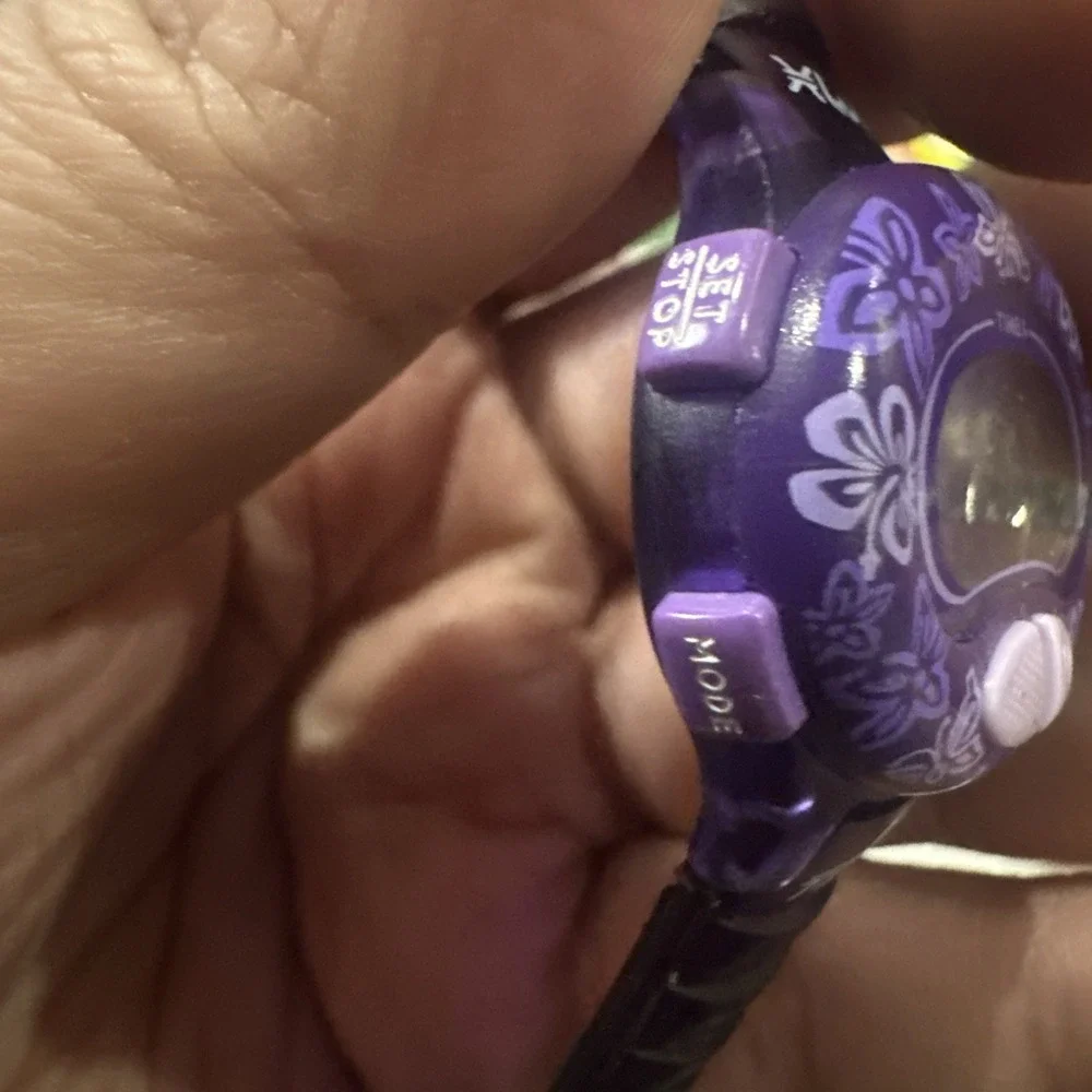 Vintage TIMEX Purple Floral Rare Digital INDIGLO Unisex Watch Fro Repair